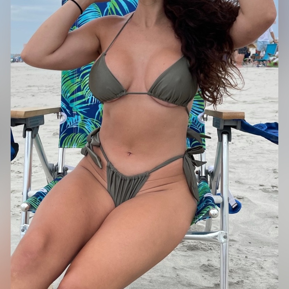 Fashion nova sexy green tie bikini